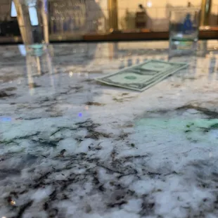 a close up of a counter top