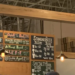 Menu, food truck list, beer sizes