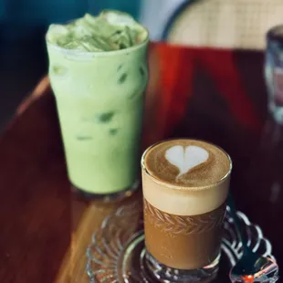 Decaf Oat Cortado &amp; Iced Oat Matcha