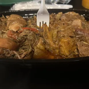 Jerk chicken and goat