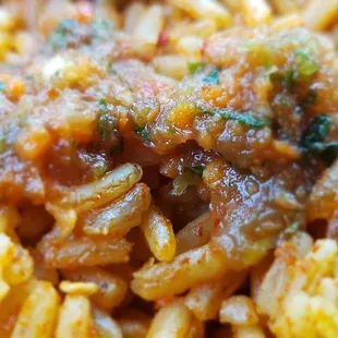 I put the sauce in the jolof rice