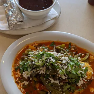 Ranchers omelet with black beans and corn tortillas