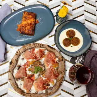 lasagne, fichi pizza, eggplant polpette