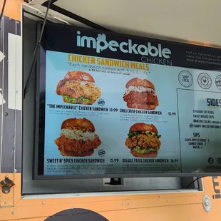 a menu on a food truck