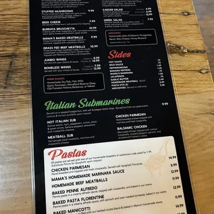 the menu