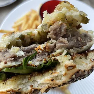 Inside the burger (I added lettuce)