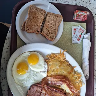 Free coffee with ham n eggs.  This place has not disappointed me at all so far ..I keep coming back the food is delicious