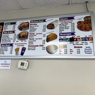 Menu as of March 2024