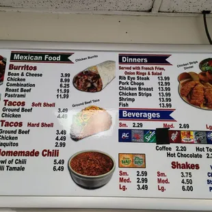 The menu as of January 2025.