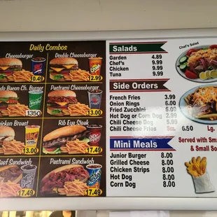 The menu as of January 2025.