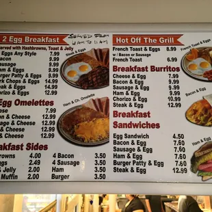 The menu as of January 2025.