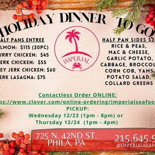 Order your holiday half pans to go!!