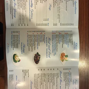 the menu for the restaurant