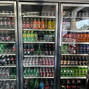 a display of sodas and soft drinks