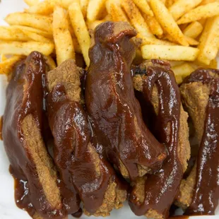 Deep fried baby back ribs basket