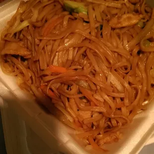 My noodles had a nice taste but they were too over cooked mushy and they were in a huge clump stucked together.