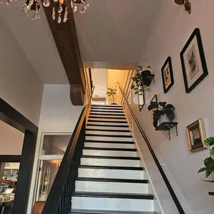 The stairs to the hotel rooms