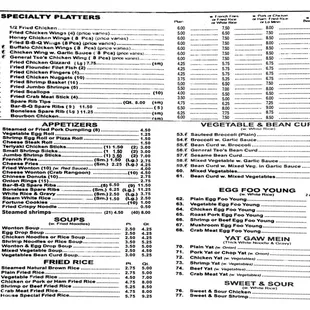 menu for imperial palace