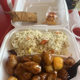 Orange chicken lunch meal $13