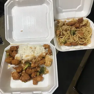 General Tso chicken with white rice. And general Tso chicken with a side of lo Mein.....