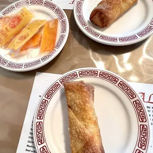 Egg rolls + orange sauce