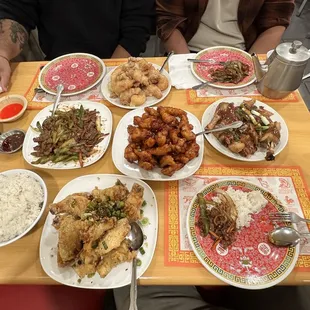 Salt N Pepper Chicken Orange Chicken honey Walnut shrimp roasted duck Szechuan beef