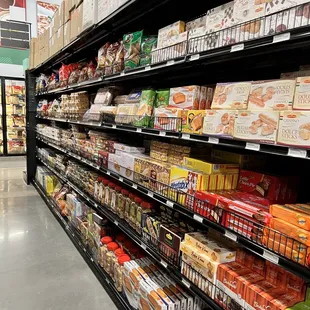 shelves in a grocery store