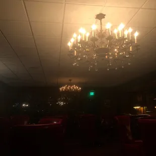 Chandeliers overhead