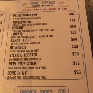 Reduced menu during COVID