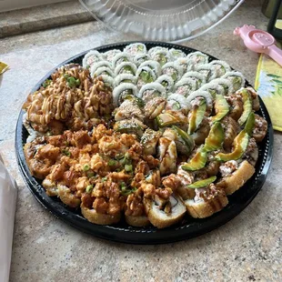 Sushi tray various rolls