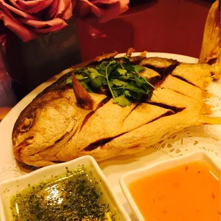 Deep fried Pompano (whole fish)