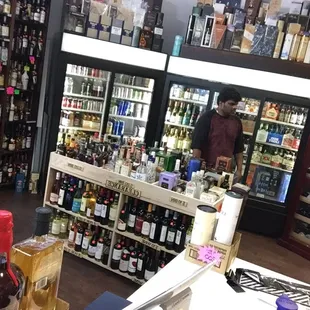 a man in a liquor store