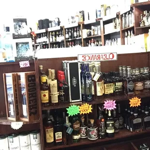 shelves of liquor in a store
