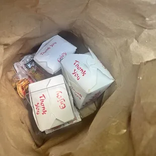 the inside of a brown paper bag