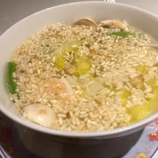 Sizzling rice soup on a cold night