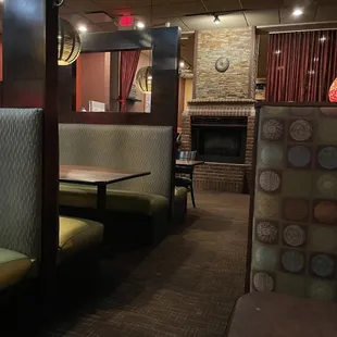 Seating near fireplace