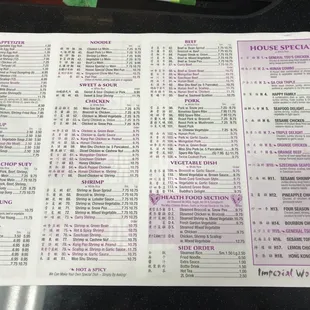 Menu back