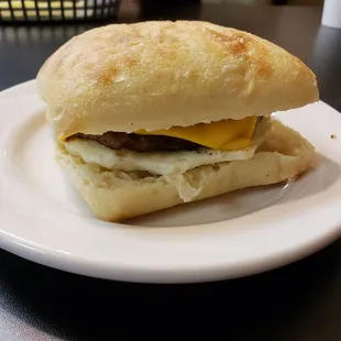 Sausage egg and cheese breakfast sandwich