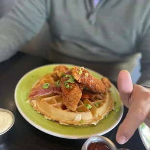 Spicy chicken and waffles