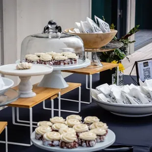 a table with a variety of desserts