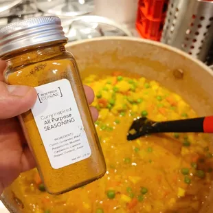 Curry Inspired All Purpose Seasoning added to a Veggie Curry mix