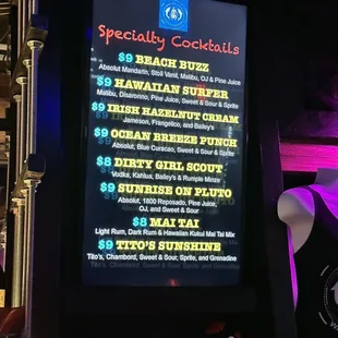 menu