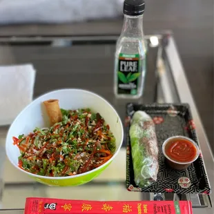 Take out:  Spring Rolls Vermicelli each with BBQ Pork