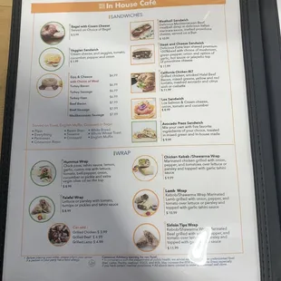 a menu for the restaurant