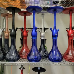 a variety of hookah pipes