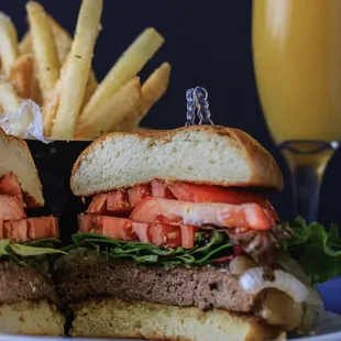 Angus ground beef with baby Bibb lettuce, fresh tomatoes, bread &amp; butter pickles, brown sugar, ketchup, &amp; caramelized onions. Only at Brunch