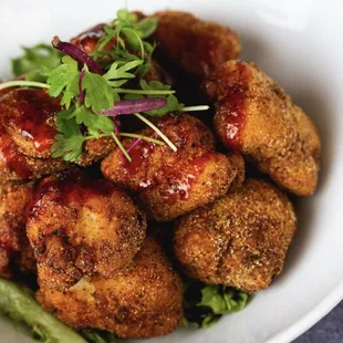 a bowl of fried chicken nuggies