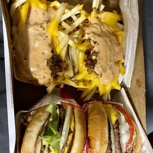 Animal style fries and double double x2