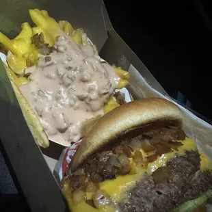 Double Double Animal Style + Whole Grilled Onion and Animal Fries