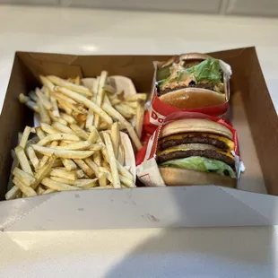 Double double animal style and a double double.
